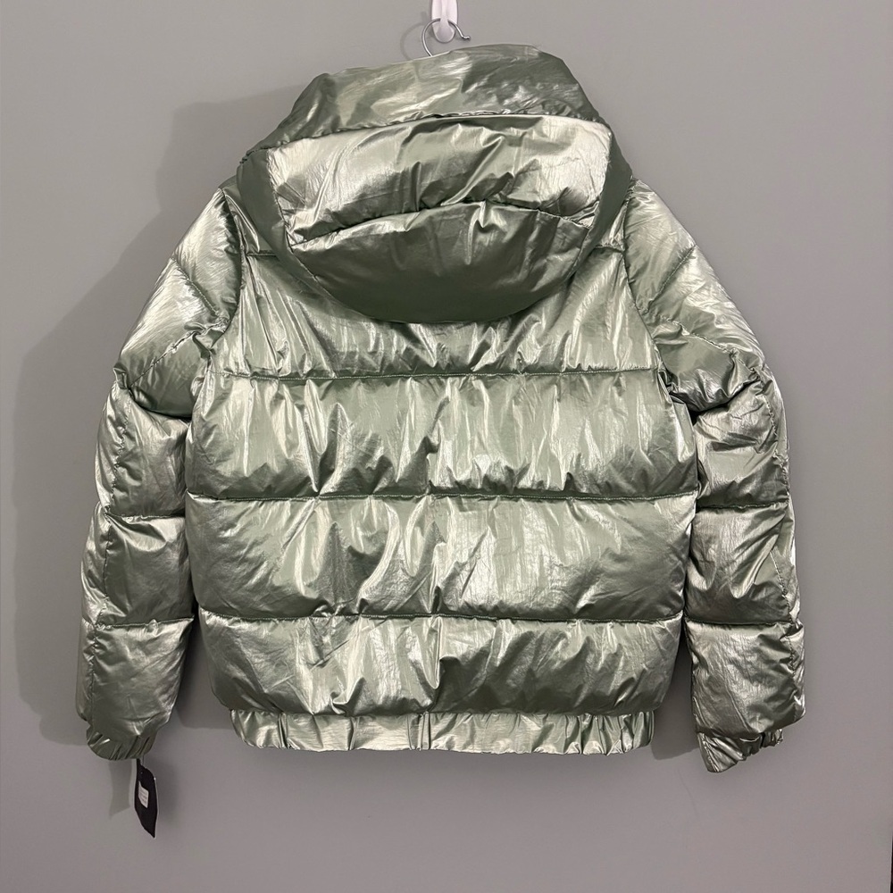 Marc New York Metallic Shiny Green Hooded Puffer Jacket XS NWT - Picture 7 of 10